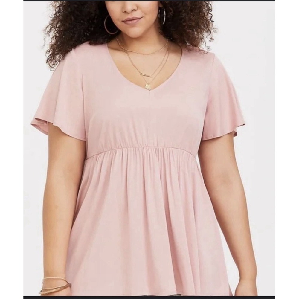 Torrid Pink Challis Babydoll Blouse Size‎ 1 NWOT